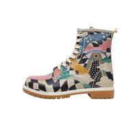 Schnürboots DOGO "Long Boots Schnürstiefel Born To Be Awesome Damen Stiefeletten", Damen, Gr. 39, Normalschaft, beige (natur), Lederimitat, Schuhe Schnürboots, Handgefertigt (49123412-39) natur