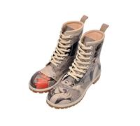 Schnürboots DOGO "Long Boots Schnürstiefel Go Back To Being Yourself Damen", Damen, Gr. 38, Normalschaft, grau, Lederimitat, Schuhe Schnürboots, Handgefertigt (84731322-38) grau