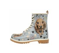 Schnürboots DOGO "Long Boots Schnürstiefel Hello My Hooman Damen Stiefeletten", Damen, Gr. 36, Normalschaft, blau, Lederimitat, Schuhe Schnürboots, Handgefertigt (14260734-36) blau