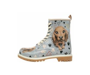 Schnürboots DOGO "Long Boots Schnürstiefel Hello My Hooman Damen Stiefeletten", Damen, Gr. 39, Normalschaft, blau, Lederimitat, Schuhe Schnürboots, Handgefertigt (14260734-39) blau