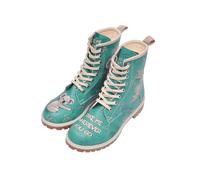 Schnürboots DOGO "Long Boots Schnürstiefel Koala Damen Stiefeletten, Longe Boots", Damen, Gr. 38, Normalschaft, grün, Lederimitat, Schuhe Schnürboots, Handgefertigt (49779850-38) grün