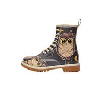 Schnürboots DOGO "Long Boots Schnürstiefel Owls Family Damen Stiefeletten, Longe", Damen, Gr. 36, Normalschaft, schwarz, Lederimitat, Schuhe Sommerboots, Handgefertigt (25859631-36) schwarz