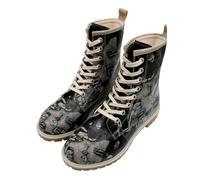 Schnürboots DOGO "Long Boots Schnürstiefel Supper Blackwhite Damen Stiefeletten", Damen, Gr. 38, Normalschaft, schwarz, Lederimitat, Schuhe Schnürboots, Handgefertigt (34544638-38) schwarz
