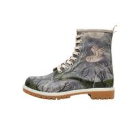 Schnürboots DOGO "Long Boots Schnürstiefel The Night Is Dark Damen Stiefeletten", Damen, Gr. 40, Normalschaft, grau, Lederimitat, Schuhe Schnürboots, Handgefertigt (43761161-40) grau