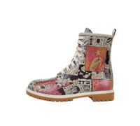 Schnürboots DOGO "Longe Boots Schnürstiefel Dynamic Spirit Damen Stiefeletten", Damen, Gr. 38, Normalschaft, rot, grau, Lederimitat, Schuhe Schnürboots, Handgefertigt (81856441-38) rot, grau