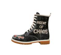 Schnürboots DOGO "Longe Boots Schnürstiefel Dynamic Spirit Damen Stiefeletten", Damen, Gr. 40, Normalschaft, schwarz, rot, Lederimitat, Schuhe Schnürboots, Handgefertigt (82244149-40) schwarz, rot