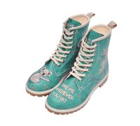 Schnürboots DOGO "Longe Boots Schnürstiefel It Wasn't Me Damen Stiefeletten", Damen, Gr. 38, Normalschaft, grün (grün, beige), Lederimitat, Schuhe Schnürboots, Handgefertigt (72526814-38) grün, beige