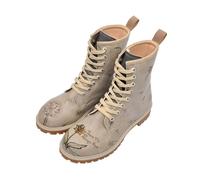 Schnürboots DOGO "Longe Boots Schnürstiefel It Wasn't Me Damen Stiefeletten", Damen, Gr. 39, Normalschaft, grau, Lederimitat, Schuhe Schnürboots, Handgefertigt (81629516-39) grau