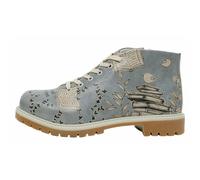 Schnürboots DOGO "Shortcut Boots Hedge-Hug Damen Stiefeletten, Shortcut Boots", Damen, Gr. 38, Normalschaft, blau (blau, grau), Lederimitat, Schuhe Schnürboots, Handgefertigt (61179533-38) blau, grau