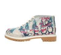Schnürboots DOGO "Shortcut Boots Hedge-Hug Damen Stiefeletten, Shortcut Boots", Damen, Gr. 40, Normalschaft, blau (blau, rot), Lederimitat, Schuhe Schnürboots, Handgefertigt (95689727-40) blau, rot
