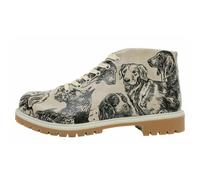 Schnürboots DOGO "Shortcut Boots Hedge-Hug Damen Stiefeletten, Shortcut Boots", Damen, Gr. 41, Normalschaft, schwarz (schwarz, weiß), Lederimitat, Schuhe Schnürboots, Handgefertigt (20434445-41) schwa