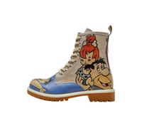 Schnürboots DOGO "Wb Longe Boots Schnürstiefel Family Rocks Damen Stiefeletten", Damen, Gr. 39, Normalschaft, blau (blau, beige), Lederimitat, Schuhe Schnürboots, Handgefertigt (31422869-39) blau, bei