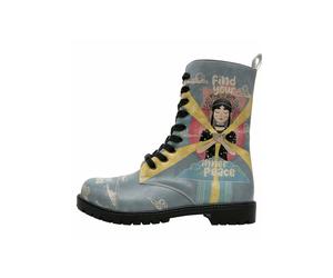 Schnürboots DOGO "Zipsy High-Top Boots Find Your Inner Peace Damen Stiefeletten", Damen, Gr. 37, Normalschaft, blau, Lederimitat, Schuhe Schnürboots, Handgefertigt (85051730-37) blau