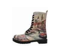 Schnürboots DOGO "Zipsy High-Top Boots Venice Damen Stiefeletten", Damen, Gr. 37, Normalschaft, blau, Lederimitat, Schuhe Schnürboots, Handgefertigt (37285028-37) blau