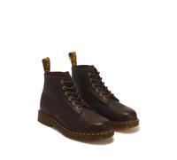 Schnürboots DR. MARTENS "101 Ub Dark Brown Ambassador", Damen, Gr. 43, dunkelbraun, Leder, Basic, Schuhe Schnürboots, Schnürstiefelette mit typisch gelber Rahmennaht (18538419-43) dunkelbraun