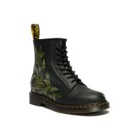 Schnürboots DR. MARTENS "1460", Damen, Gr. 39, schwarz, grün, Synthetik, bedruckt, Schuhe Schnürboots, Blockabsatz, Schnürstiefelette mit floralem Kontrast-Print (35821306-39) schwarz, grün