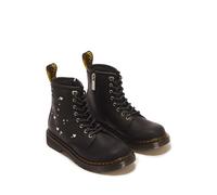 Schnürboots DR. MARTENS "1460 Hs J Black Wyoming", Mädchen, Gr. 35, schwarz, Leder, Schuhe Schnürboots, Schnürstiefelette mit herzförmigen Nieten (10470815-35) schwarz