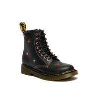 Schnürboots DR. MARTENS "1460 J", Mädchen, Gr. 37, schwarz, bunt, Glattleder, Schuhe Schnürboots, Blockabsatz Stiefelette, 8-Eye Boot mit auffälliger Verzierung (58792954-37) schwarz, bunt
