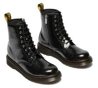 Schnürboots DR. MARTENS "1460 Kinder SOFTY T", Mädchen, Gr. 37, silber (schwarz, silber), Leder, metallic, Schuhe Schnürboots, Kinderstiefel, Freizeitschuh mit Reißverschluss und Anziehlasche (5865312
