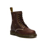 Schnürboots DR. MARTENS "1460 Pascal Flower", Damen, Gr. 37, rotbraun, Leder, Schuhe Schnürboots, Blockabsatz, Stiefelette, 8-Eye Boots mit Flower Prägung (64606466-37) rotbraun