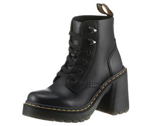 Schnürboots DR. MARTENS "Jesy", Damen, Gr. 40, schwarz, Leder, Schuhe Schnürboots, Blockabsatz, Stiefelette mit modischen Metall Eyelets (91562722-40) schwarz