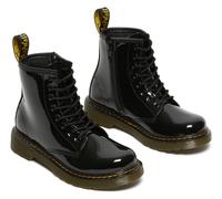 Schnürboots DR. MARTENS "Junior 1460 8-Loch Lacklederstiefel", Damen, Gr. 34, schwarz, Lackleder, glänzend, Schuhe Schnürboots, Lackstiefel, Kinderstiefel, Freizeitschuh mit Reißverschluss (78363958-3