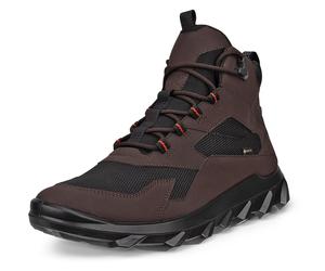 Schnürboots ECCO "MX M", Herren, Gr. 40, schwarz (dunkelbraun, schwarz), Lederimitat, Textil, Schuhe Schnürboots, Outdoorschuh, Wanderschuh, Winterboots mit GORE-TEX (92485133-40) dunkelbraun, schwarz