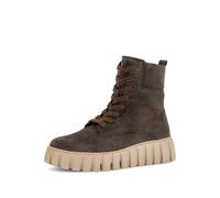 Schnürboots GABOR, Damen, Gr. 37, weiß (mocca), Veloursleder, Schuhe Schnürboots, Schnürstiefelette mit gepolstertem Schaftrand, G-Weite (15176952-37) mocca