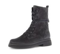 Schnürboots GABOR, Damen, Gr. 38,5, dunkelgrau, Veloursleder, unifarben, Schuhe Schnürboots, Blockabsatz, Schnürstiefelette mit Innenreißverschluss, G-Weite (32638623-38,5) dunkelgrau
