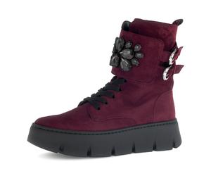 Schnürboots GABOR, Damen, Gr. 39, rot (beere), Veloursleder, unifarben, Schuhe Schnürboots (26590660-39) beere