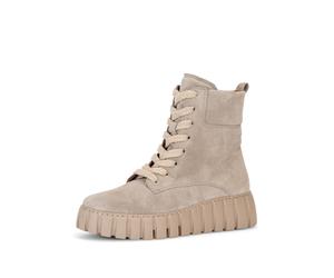 Schnürboots GABOR, Damen, Gr. 41, kiesel, Veloursleder, unifarben, Schuhe Schnürboots, Plateau, Herbstboots mit gepolstertem Schaftrand, G-Weite, Topseller (79499302-41) kiesel