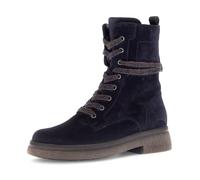 Schnürboots GABOR, Damen, Gr. 43, blau (nachtblau), Veloursleder, unifarben, Schuhe Schnürboots, Blockabsatz, Schnürstiefelette mit Innenreißverschluss, G-Weite (90680414-43) nachtblau