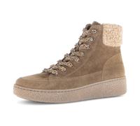 Schnürboots GABOR "DAVOS", Damen, Gr. 40, braun (hellbraun), Textil, Veloursleder, Schuhe Schnürboots, Plateau, Schnürstiefelette in Komfortweite H (= sehr weit) (81427666-40) hellbraun