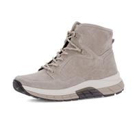 Schnürboots GABOR ROLLINGSOFT, Damen, Gr. 37, hellbeige, Veloursleder, unifarben, Schuhe Schnürboots, Keilabsatz, Stiefelette, mit Haken, im Bergsteiger-Look (79413924-37) hellbeige