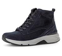 Schnürboots GABOR ROLLINGSOFT, Damen, Gr. 39, blau (dunkelblau), Nubukleder, Schuhe Schnürboots, Keilabsatz, Freitzeitschuh, High-Top-Sneaker, Label an der Ferse (55146313-39)