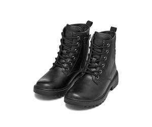 Schnürboots GEOX "J CASEY GIRL", Mädchen, Gr. 37, schwarz, Synthetik, Textil, Glitzer, Schuhe Schnürboots, Schnürstiefelette mit Glitter-Stern, Größenschablone zum Download (25740800-37) schwarz