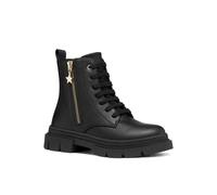 Schnürboots GEOX "J KARSYN GIRL", Mädchen, Gr. 32, schwarz, Lederimitat, Schuhe Schnürboots, Stiefelette mit Außenreißverschluss, Größenschablone zum Download (87190204-32) schwarz
