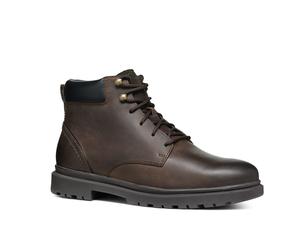 Schnürboots GEOX "U ANDALO", Herren, Gr. 39, braun (coffee), Leder, Synthetik, Basic, Schuhe Schnürboots, Herbst-Boots, Schnürstiefelette mit softem Schaftabschluss (40008159-39) coffee