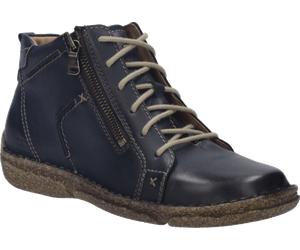 Schnürboots JOSEF SEIBEL "Neele 71", Damen, Gr. 41, blau, Leder, Schuhe Schnürboots, Schnürstiefelette mit praktischem Außenreißverschluss, Weite G (=weit) (29600469-41) blau