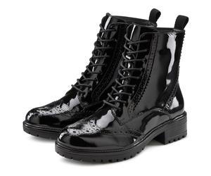 Schnürboots LASCANA "Schnürstiefelette, Ankle Boots, Herbststiefelette", Damen, Gr. 39, schwarz (schwarz, shiny), Obermaterial: 100% Schafsleder. Decksohle: 100% Synthetik. Futter: 75% Textilmaterial,