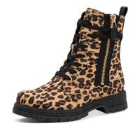 Schnürboots MARCO TOZZI BY GMK, Damen, Gr. 41, braun (leoprint), Textil, Schuhe Schnürboots, Blockabsatz, Schnürstiefelette im Animal Look (73096926-41) leoprint
