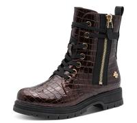 Schnürboots MARCO TOZZI BY GMK, Damen, Gr. 41, cognac, Lacklederimitat, Reptilienprägung, Schuhe Schnürboots, Blockabsatz, Schnürboots mit Zierreißverschluss (11890559-41) cognac