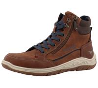Schnürboots MUSTANG SHOES "Benedetto", Herren, Gr. 43, braun (cognac), Lederimitat, Basic, Schuhe Schnürboots, High Top Sneaker, Schnürboots mit Reißverschluss (74482431-43) cognac