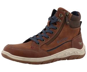 Schnürboots MUSTANG SHOES "Benedetto", Herren, Gr. 44, braun (cognac), Lederimitat, Basic, Schuhe Schnürboots, High Top Sneaker, Schnürboots mit Reißverschluss (74482431-44) cognac
