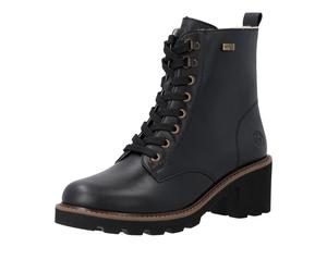 Schnürboots REMONTE, Damen, Gr. 38, schwarz, Leder, Textil, unifarben, Schuhe Schnürboots, Schnürstiefelette mit wasserabweisender TEX-Membrane, Reißverschluss (70634616-38) schwarz
