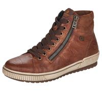 Schnürboots REMONTE, Damen, Gr. 42, braun (cognac), Leder, Lederimitat, Schuhe Schnürboots, Plateau, Schnürstiefelette, Boots in Crash-Optik (78432363-42) cognac