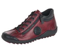Schnürboots REMONTE, Damen, Gr. 42, rot (bordeaux, schwarz), Leder, Lederimitat, Schuhe Schnürboots, Flats, Komfortschuh, Boots mit seitlichem Reißverschluss (52366749-42)