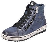 Schnürboots REMONTE, Damen, Gr. 43, blau (dunkelblau), Leder, Lederimitat, Schuhe Schnürboots, Plateau, Schnürstiefelette, Boots in Crash-Optik (53688001-43) dunkelblau