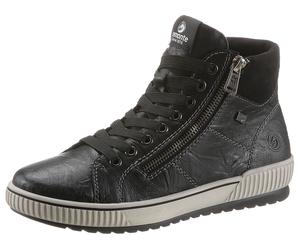 Schnürboots REMONTE, Damen, Gr. 43, schwarz, Leder, Lederimitat, Textil, Schuhe Schnürboots, Plateau, Schnürstiefelette, Boots in Crash-Optik (33634752-43) schwarz