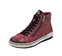 Schnürboots REMONTE, Damen, Gr. 45, rot (dunkelrot), Leder, Lederimitat, Schuhe Schnürboots, Plateau, Schnürstiefelette, Boots in Crash-Optik (56989718-45) dunkelrot